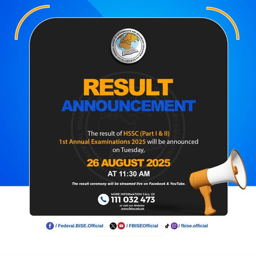 FBISE HSSC Part I & II Result 2025 Date & Time Officially Announced 1 FBISE HSSC Part I & II Result 2025 Date & Time
