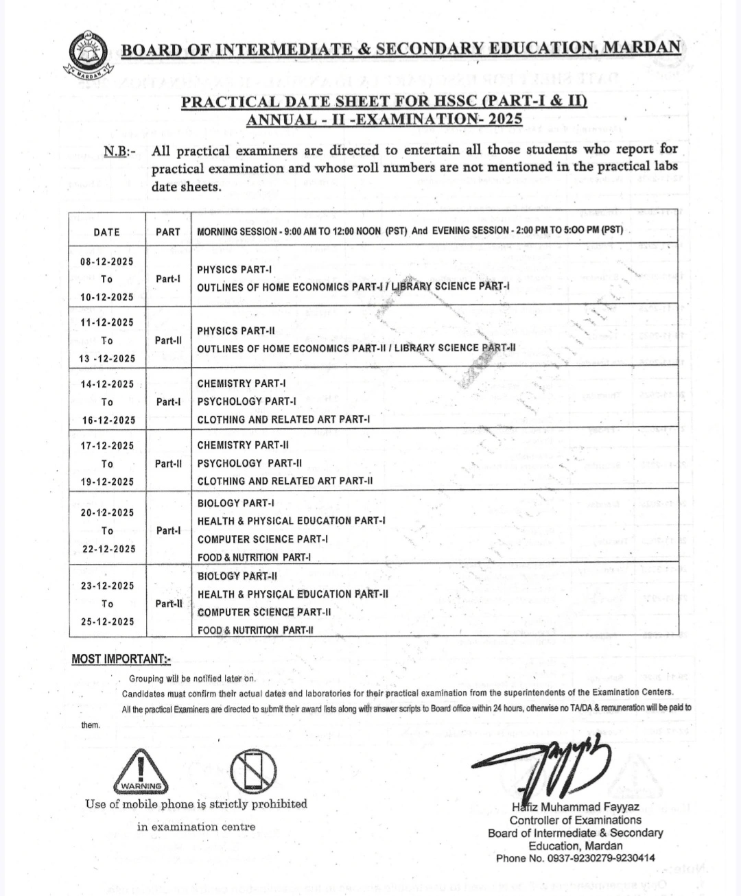 BISE Mardan Inter Date Sheet 2025 2nd Annual 2 BISE Mardan Inter Date Sheet 2025 2nd Annual