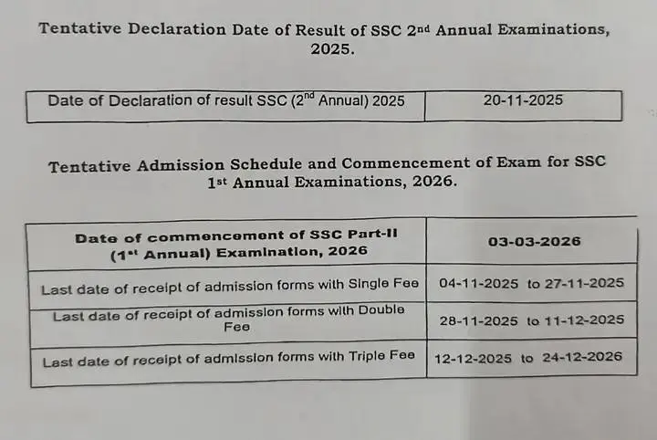 Punjab Boards Matric 2nd Annual Result 2025 Date & Time