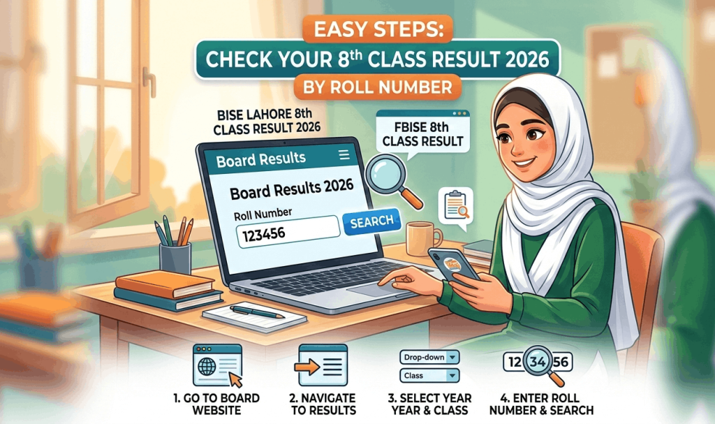 8th Class Result 2026 | Check Online by Roll Number & Name 1 How to Check 8th Class Result by Roll Number
