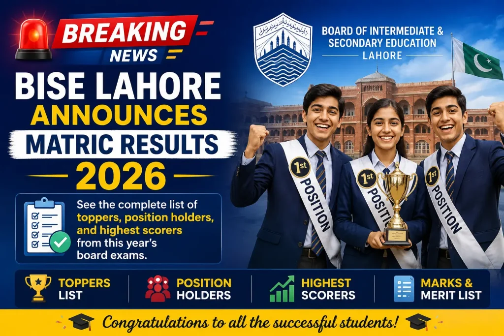 BISE Lahore Matric Results 2026 Position Holders 1 BISE Lahore Matric Results 2026 Position Holders